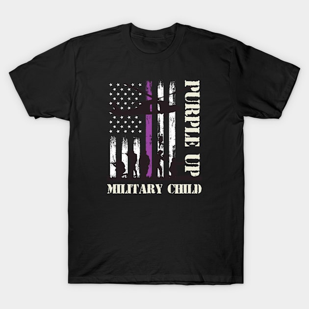 Purple Up Military Kids Shirt Military Child Month US Flag T-Shirt by Shaniya Abernathy